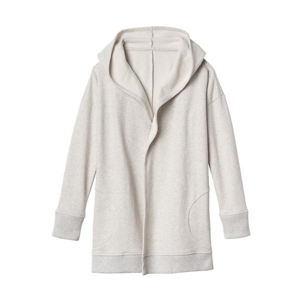 Athleta Prajna Wrap Fleece Hoodie Cardigan Light Grey Heather Size S